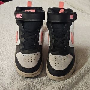 Nike Kids Black and Pink High-Top Sneakers